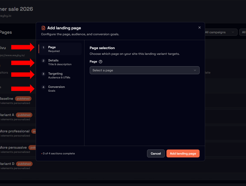 Getting started – Adding in your very first landing page